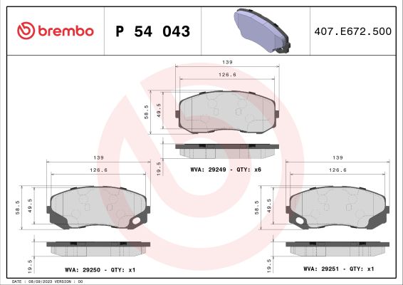 A.B.S. P 54 043 BREMBO Bremsbelagsatz, Scheibenbremse